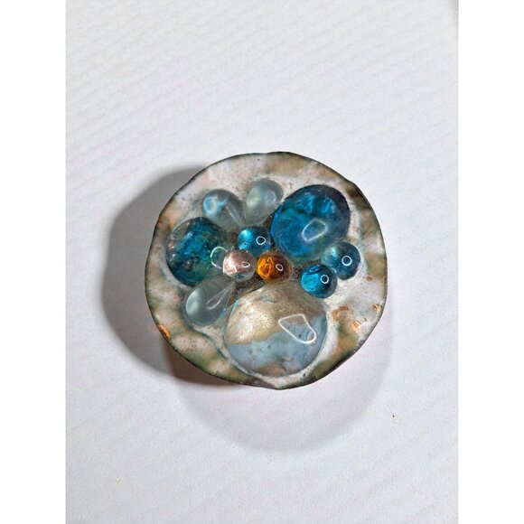 SchreinerBroochlj00004.jpg?v=  Abstract Blue and Green Glass Bubble Design Brooch, Vintage 1960s Hancrafted Art